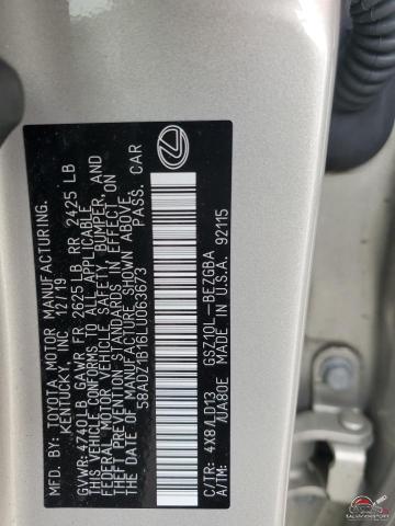 58ADZ1B16LU063673 2020 LEXUS ES350 photo no. 12
