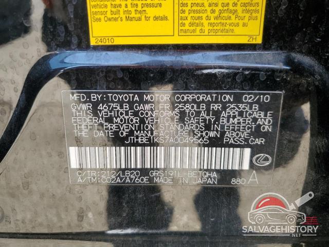 JTHBE1KS7A0049565 2010 LEXUS GS350 photo no. 12