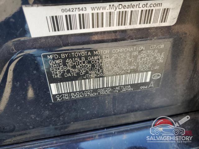 JTHCK262885026614 2008 LEXUS IS photo no. 13