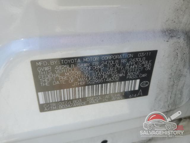 JTHBF5C29B5148332 2011 LEXUS IS photo no. 12