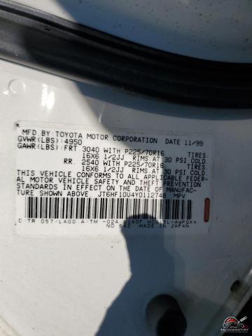 JT6HF10U4Y0112748 2000 LEXUS RX300 photo no. 12