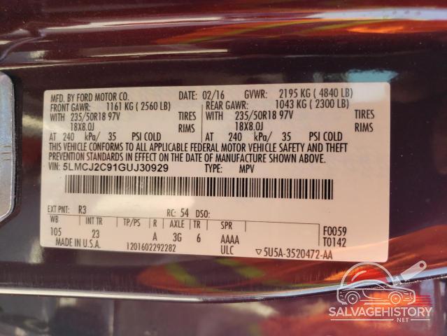 5LMCJ2C91GUJ30929 2016 LINCOLN MKC photo no. 13