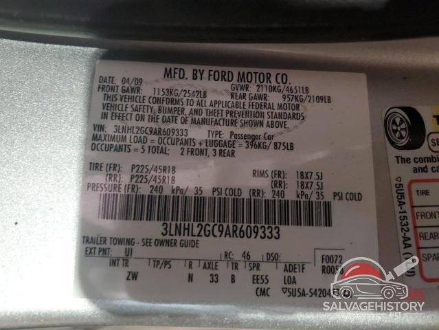 3LNHL2GC9AR609333 2010 LINCOLN MKZ photo no. 12