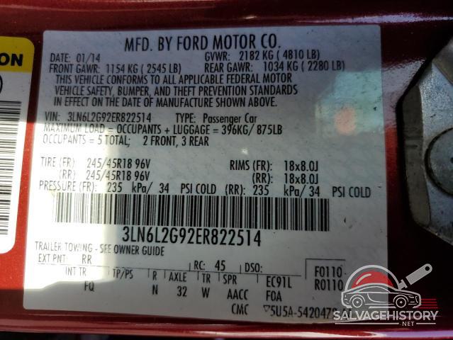 3LN6L2G92ER822514 2014 LINCOLN MKZ photo no. 12