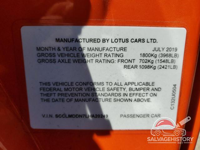 SCCLMDDN7LHA20249 2020 LOTUS ALL MODELS photo no. 12