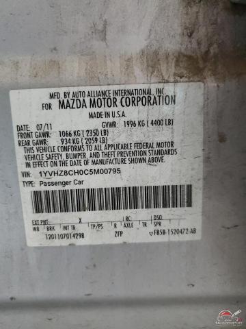1YVHZ8CH0C5M00795 2012 MAZDA 6 photo no. 12