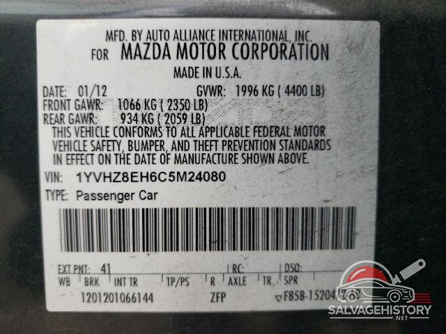 1YVHZ8EH6C5M24080 2012 MAZDA 6 photo no. 12