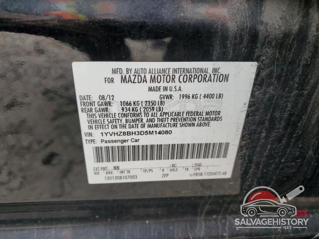 1YVHZ8BH3D5M14080 2013 MAZDA 6 photo no. 12