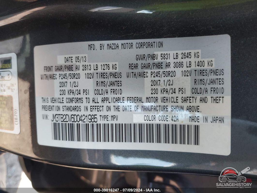 JM3TB2DV6D0421985 2013 MAZDA CX-9 photo no. 9