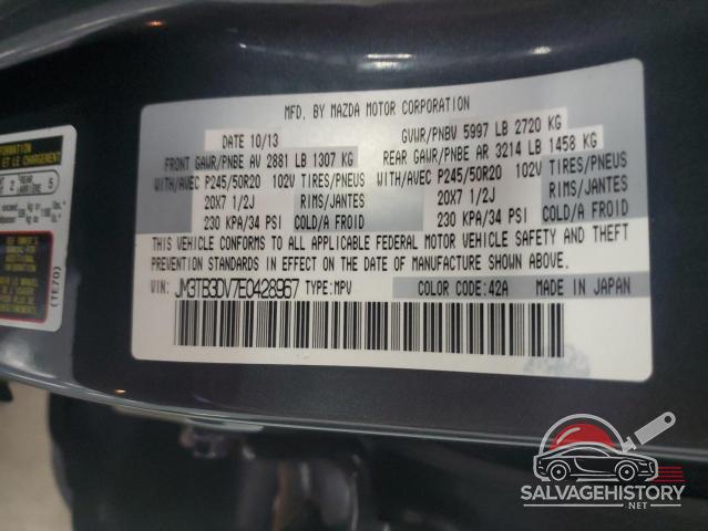 JM3TB3DV7E0428967 2014 MAZDA CX-9 photo no. 13