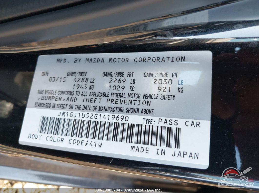 JM1GJ1U52G1419690 2016 MAZDA MAZDA6 photo no. 9