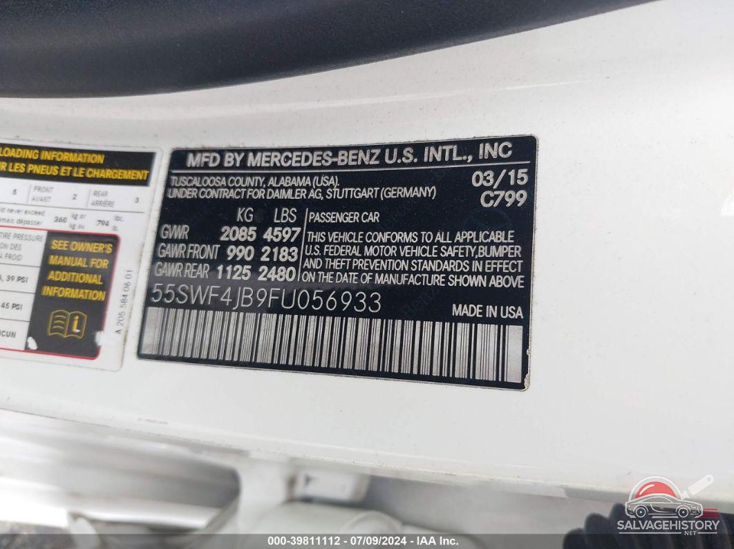 55SWF4JB9FU056933 2015 MERCEDES-BENZ C 300 photo no. 9