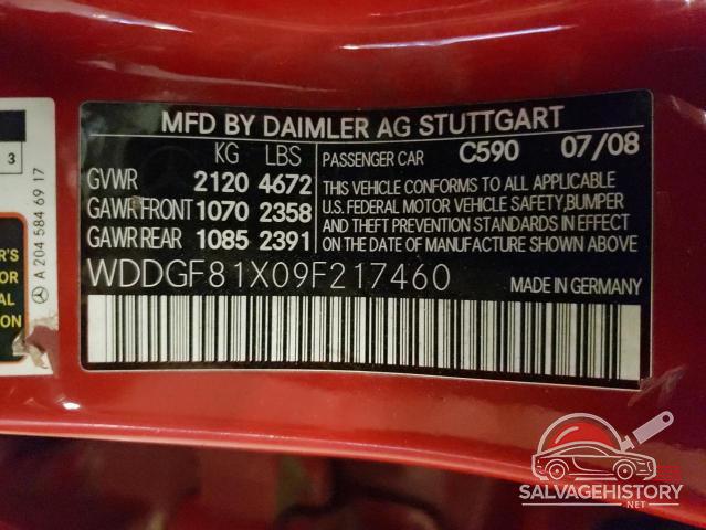 WDDGF81X09F217460 2009 MERCEDES-BENZ C-CLASS photo no. 12