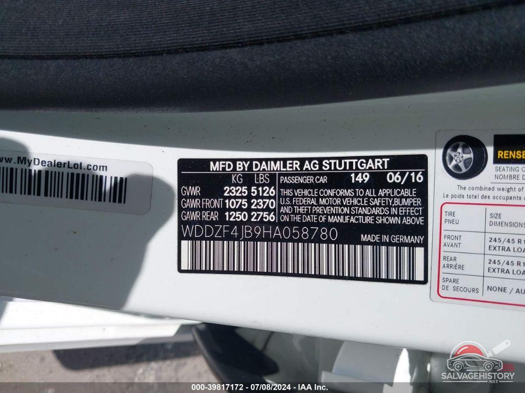 WDDZF4JB9HA058780 2017 MERCEDES-BENZ E 300 photo no. 9