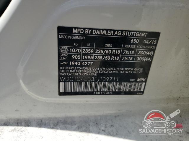 WDCTG4EB3FJ139711 2015 MERCEDES-BENZ GLA-CLASS photo no. 12