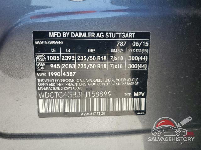 WDCTG4GB3FJ158899 2015 MERCEDES-BENZ GLA-CLASS photo no. 13