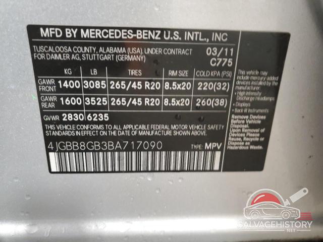 4JGBB8GB3BA717090 2011 MERCEDES-BENZ M-CLASS photo no. 14