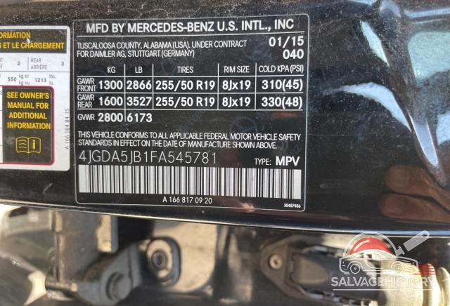 4JGDA5JB1FA545781 2015 MERCEDES-BENZ M-CLASS photo no. 10