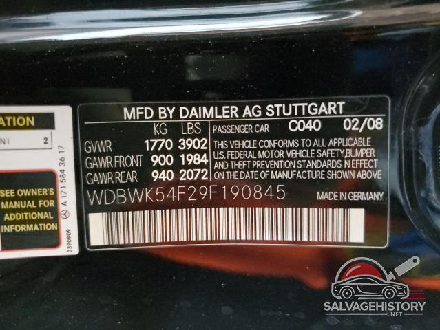 WDBWK54F29F190845 2009 MERCEDES-BENZ SLK-CLASS photo no. 12