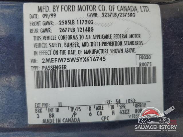 2MEFM75W5YX616745 2000 MERCURY GRMARQUIS photo no. 12