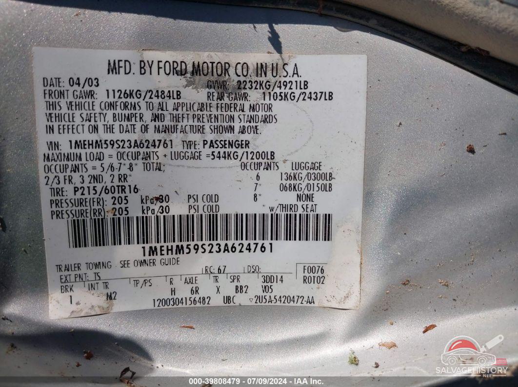 1MEHM59S23A624761 2003 MERCURY SABLE photo no. 9