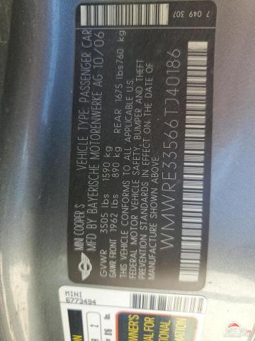 WMWRE33566TJ40186 2006 MINI COOPER photo no. 12