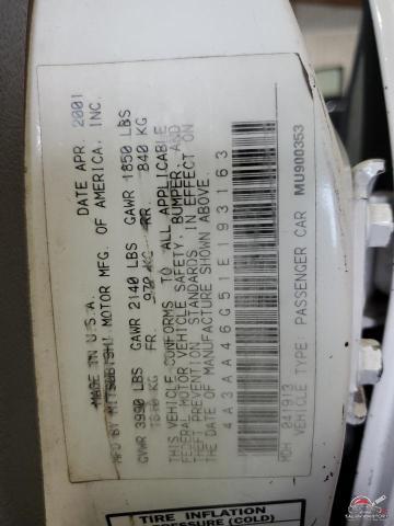 4A3AA46G51E193163 2001 MITSUBISHI GALANT photo no. 12