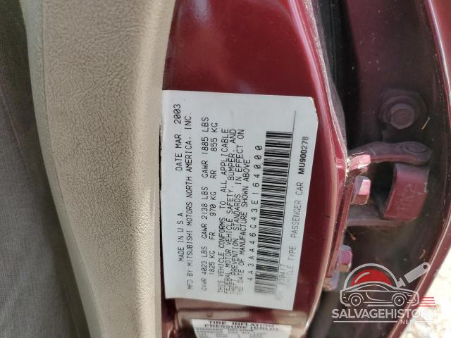 4A3AA46G43E164000 2003 MITSUBISHI GALANT photo no. 12