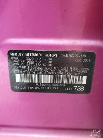 ML32A4HJ7EH016587 2014 MITSUBISHI MIRAGE photo no. 13
