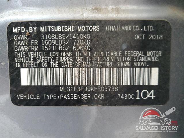 ML32F3FJ9KHF03738 2019 MITSUBISHI MIRAGE photo no. 12