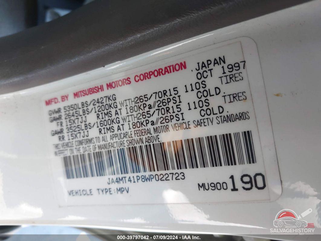 JA4MT41P8WP022723 1998 MITSUBISHI MONTERO SPORT photo no. 9