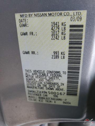1N4AL21E49N500167 2009 NISSAN ALTIMA photo no. 13
