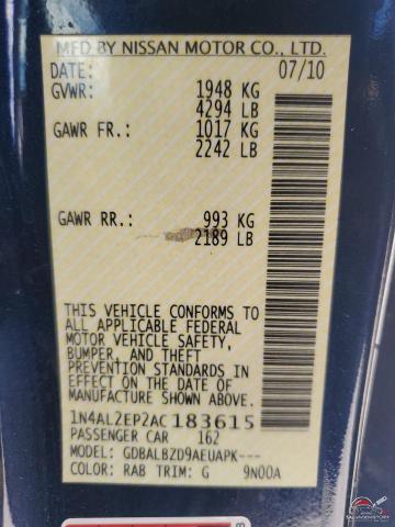 1N4AL2EP2AC183615 2010 NISSAN ALTIMA photo no. 13