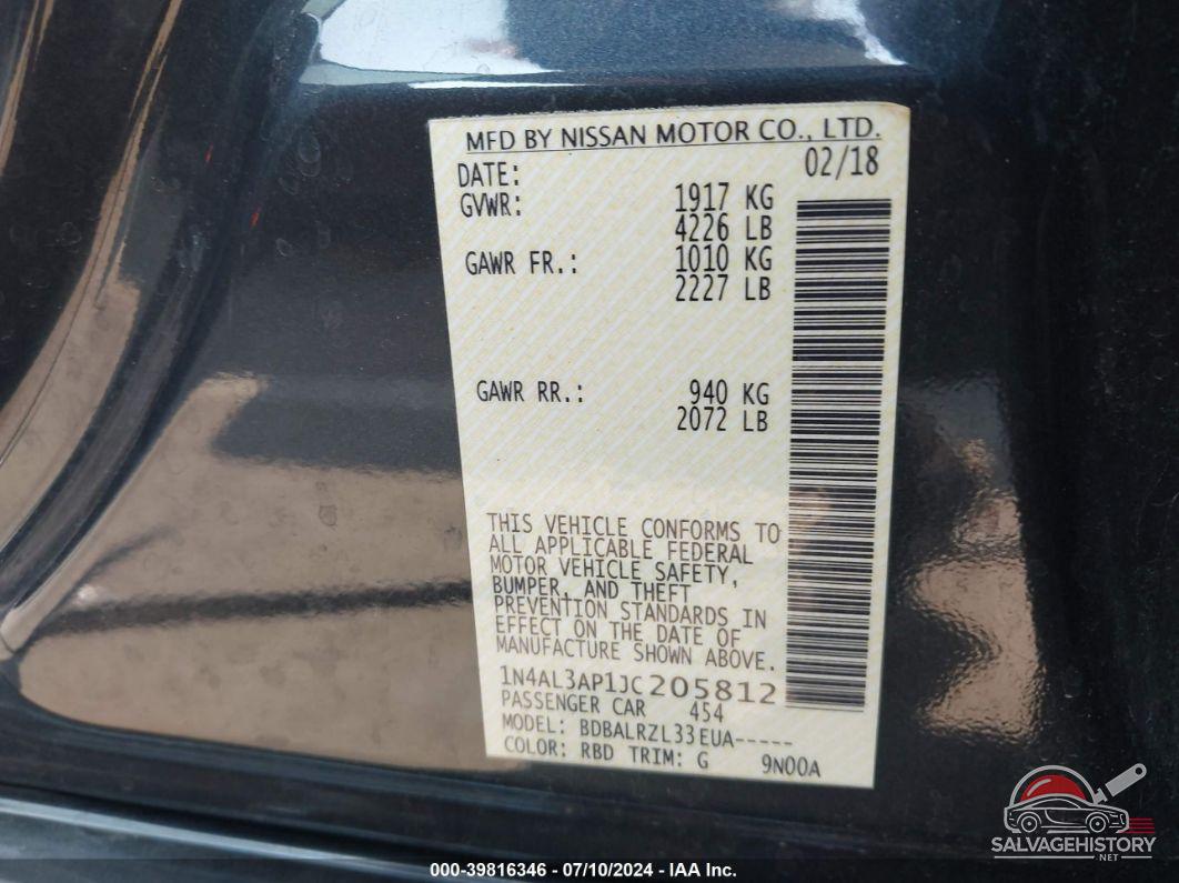 1N4AL3AP1JC205812 2018 NISSAN ALTIMA photo no. 9