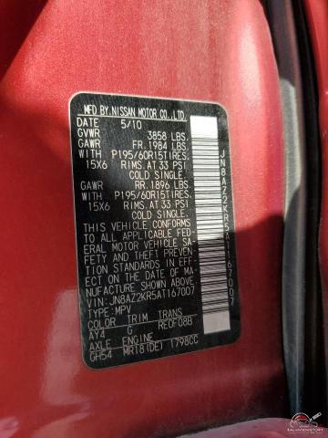 JN8AZ2KR5AT167007 2010 NISSAN CUBE photo no. 12