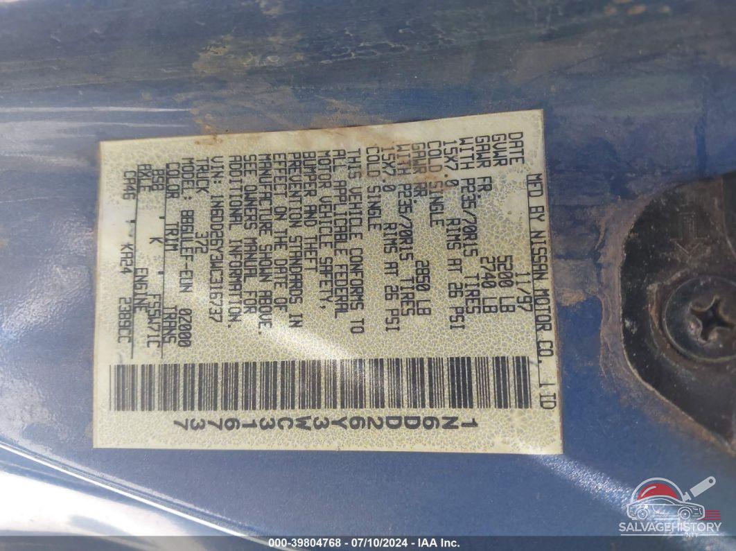1N6DD26Y3WC316737 1998 NISSAN FRONTIER photo no. 9