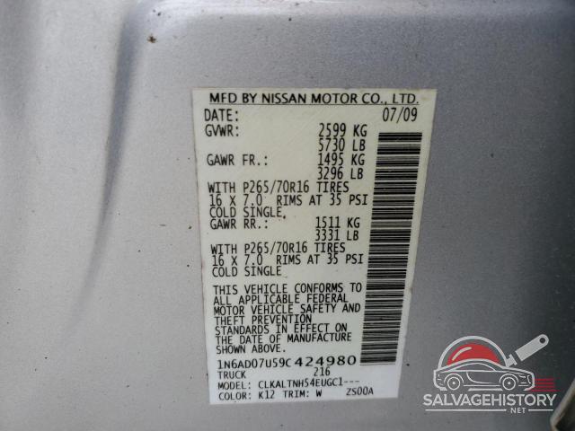 1N6AD07U59C424980 2009 NISSAN FRONTIER photo no. 12