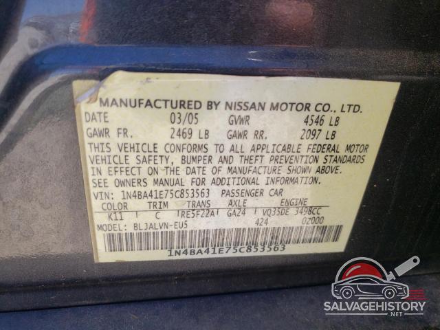 1N4BA41E75C853563 2005 NISSAN MAXIMA photo no. 12