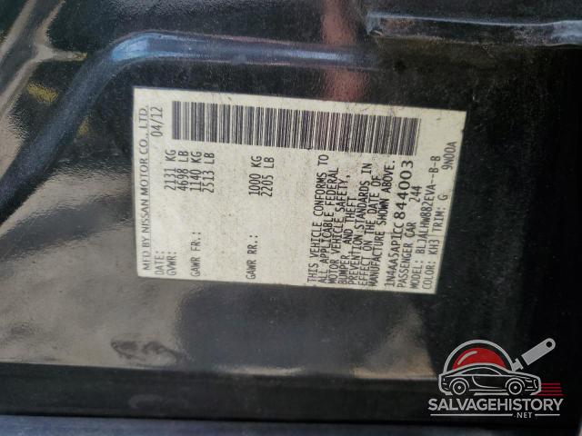 1N4AA5AP1CC844003 2012 NISSAN MAXIMA photo no. 12