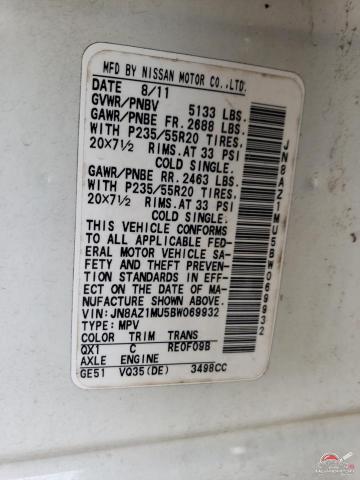 JN8AZ1MU5BW069932 2011 NISSAN MURANO photo no. 12