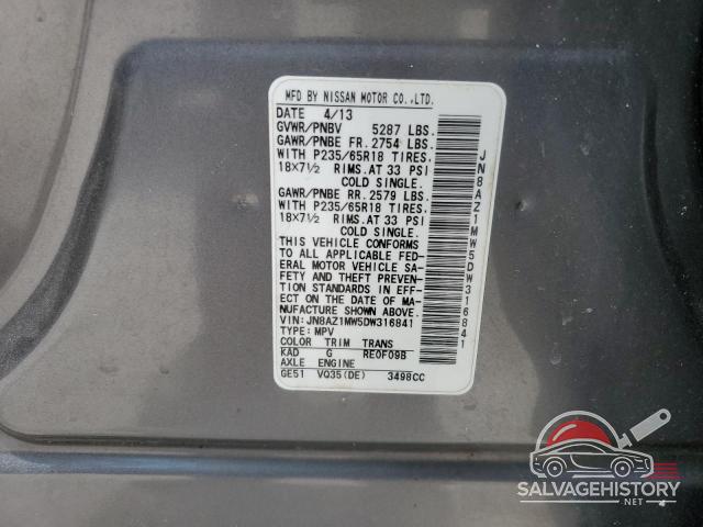 JN8AZ1MW5DW316841 2013 NISSAN MURANO photo no. 13