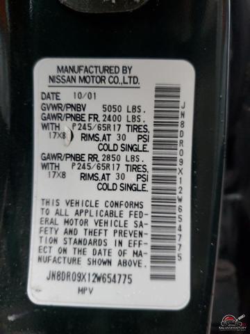 JN8DR09X12W654775 2002 NISSAN PATHFINDER photo no. 14