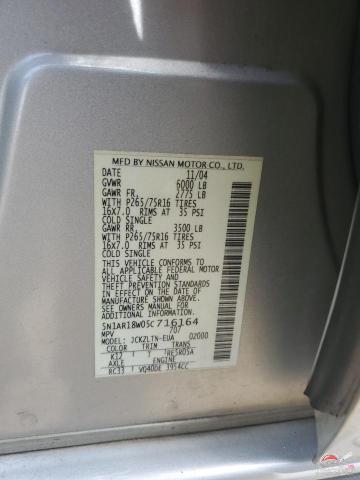 5N1AR18W05C716164 2005 NISSAN PATHFINDER photo no. 12