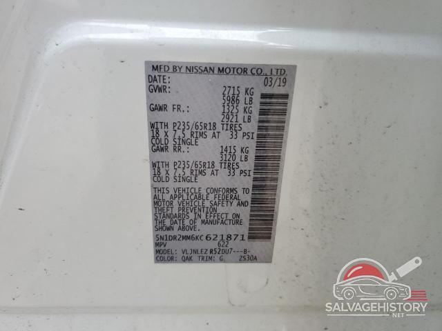 5N1DR2MM6KC621871 2019 NISSAN PATHFINDER photo no. 13