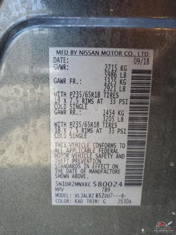 5N1DR2MNXKC580024 2019 NISSAN PATHFINDER photo no. 13