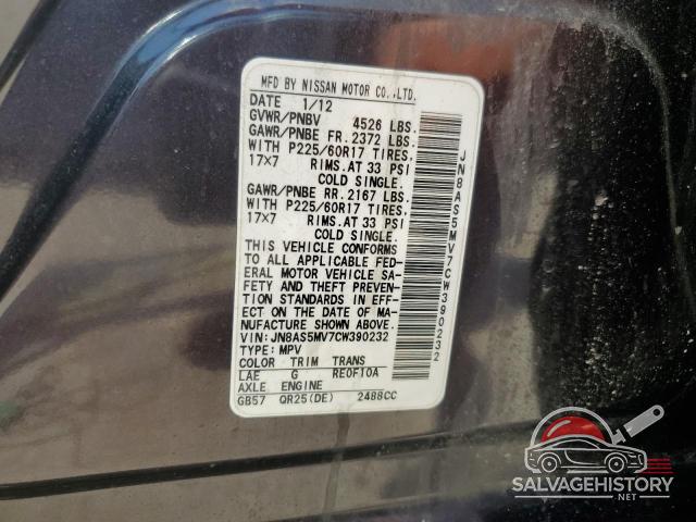JN8AS5MV7CW390232 2012 NISSAN ROGUE photo no. 13