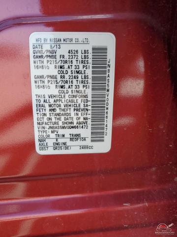 JN8AS5MV0DW661472 2013 NISSAN ROGUE photo no. 13