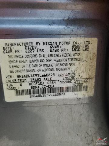3N1AB61E97L660873 2007 NISSAN SENTRA photo no. 13