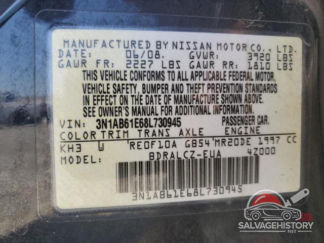 3N1AB61E68L730945 2008 NISSAN SENTRA photo no. 13