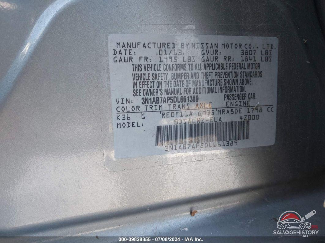 3N1AB7AP5DL661389 2013 NISSAN SENTRA photo no. 9